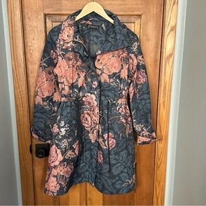 Peruvian Connection XS Rain Jacket Coat Spring Floral Hooded Art to Wear